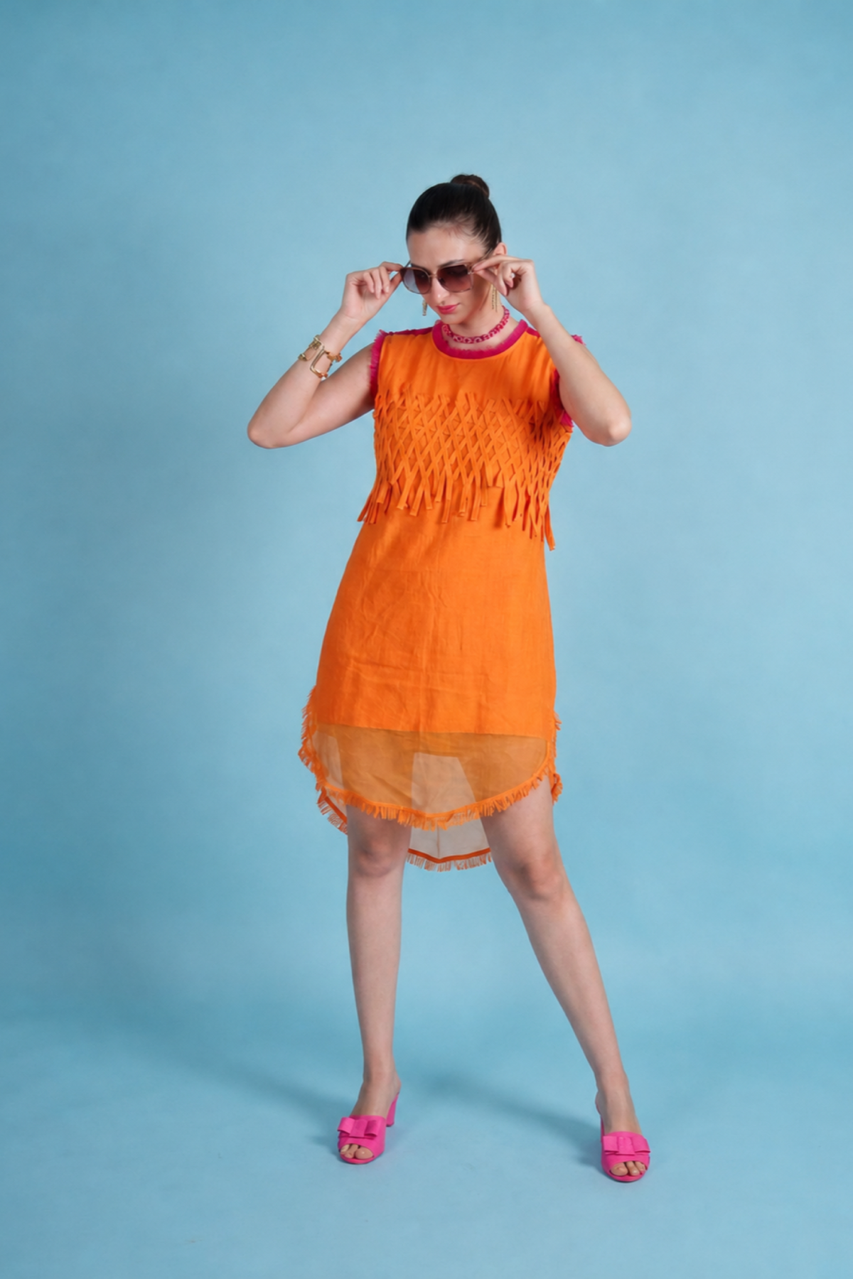 Tangerine Fringe Dress