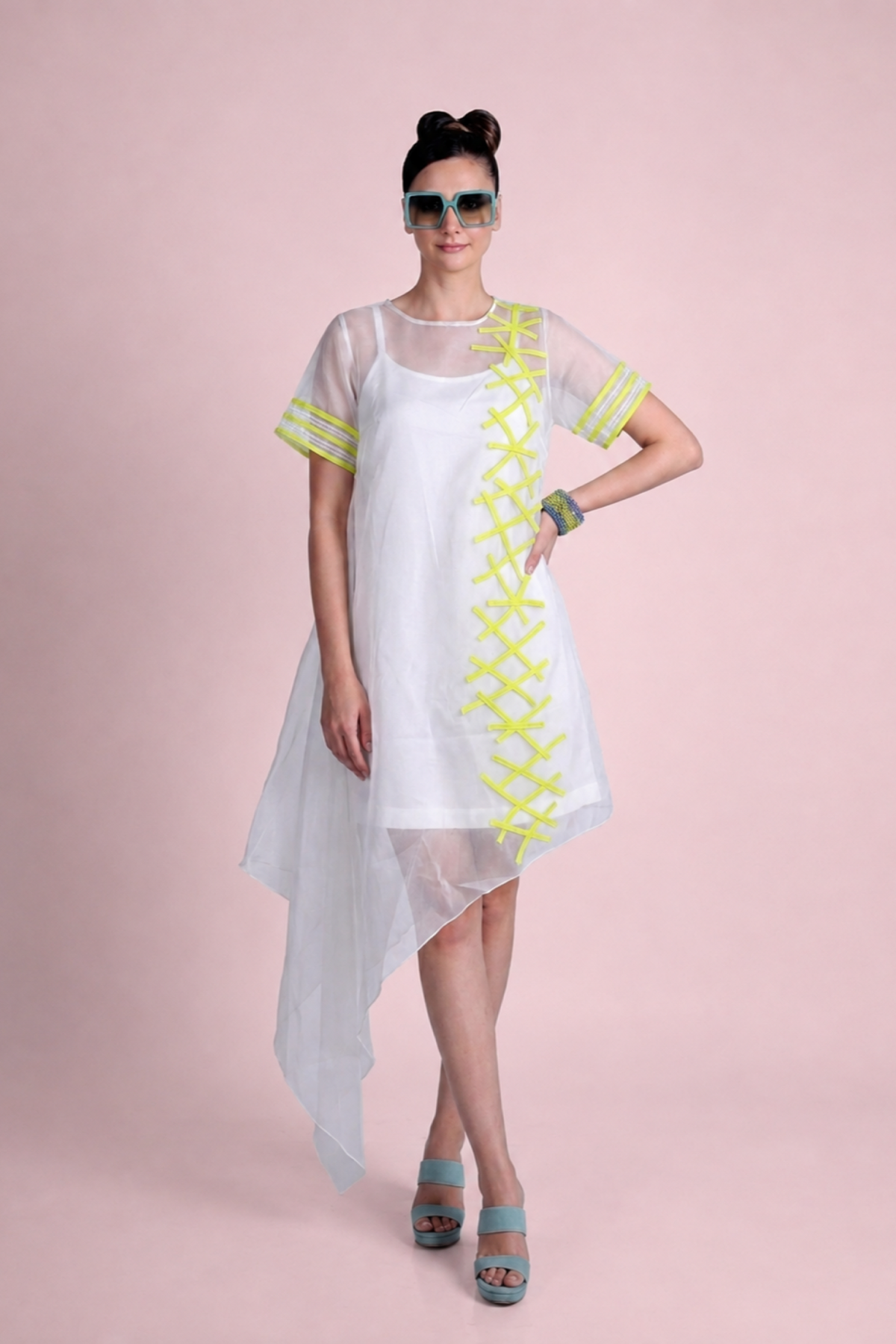 Ivory Asymmetric Overlay Dress