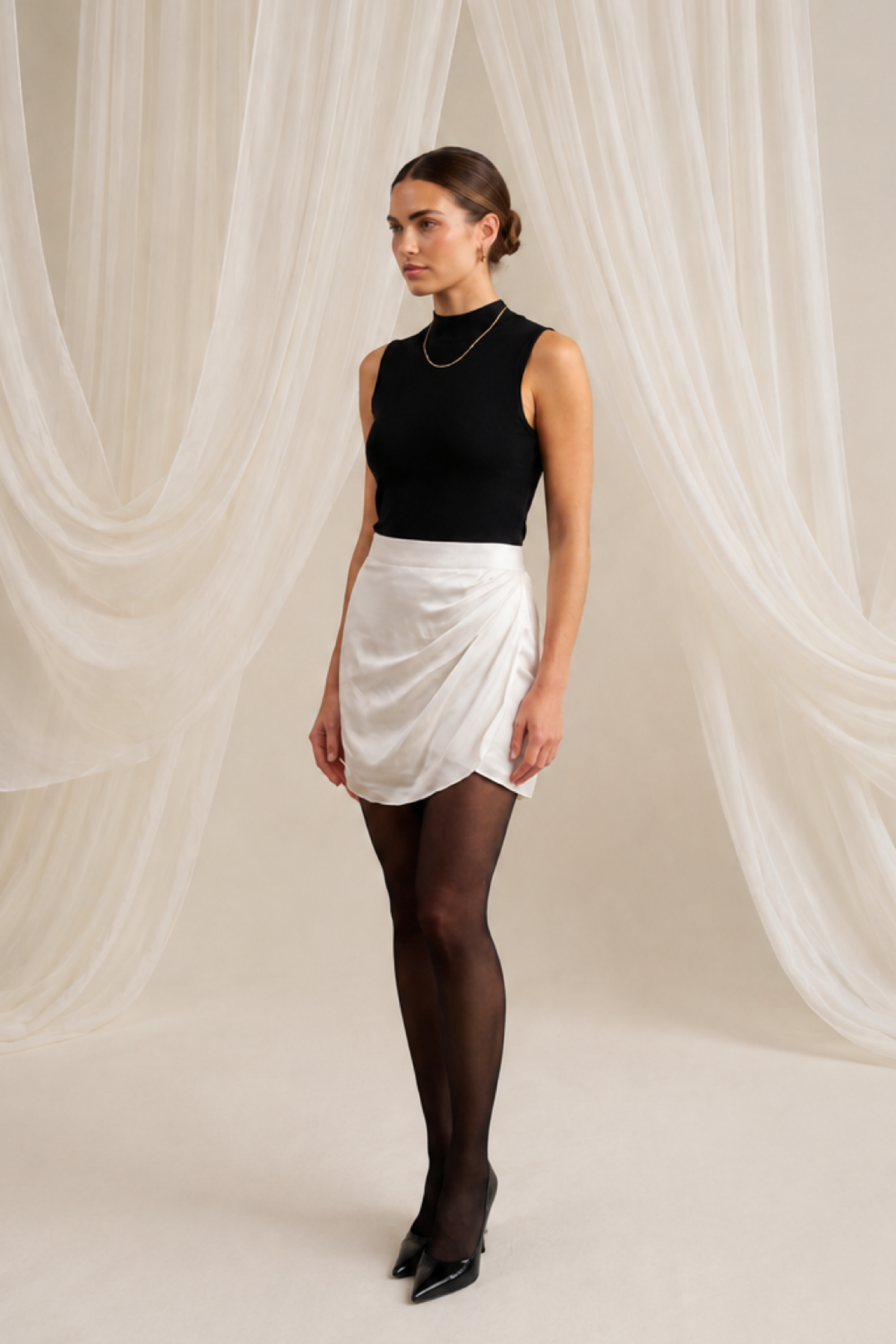 Ivory Draped Pant Skirt