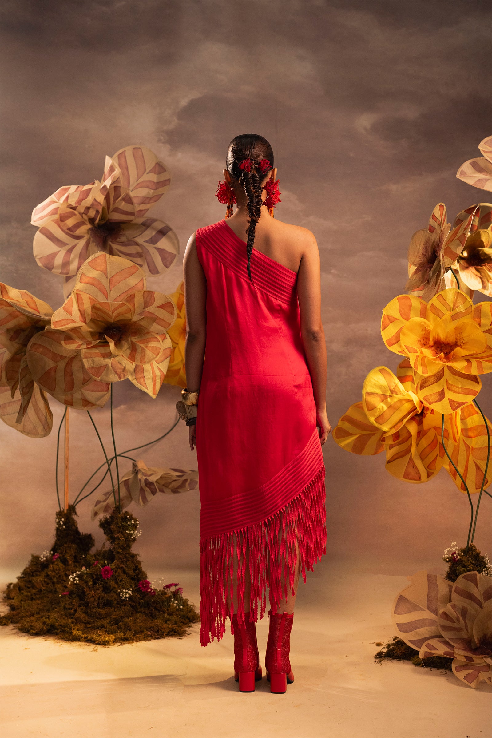 Coral Fringe Dress