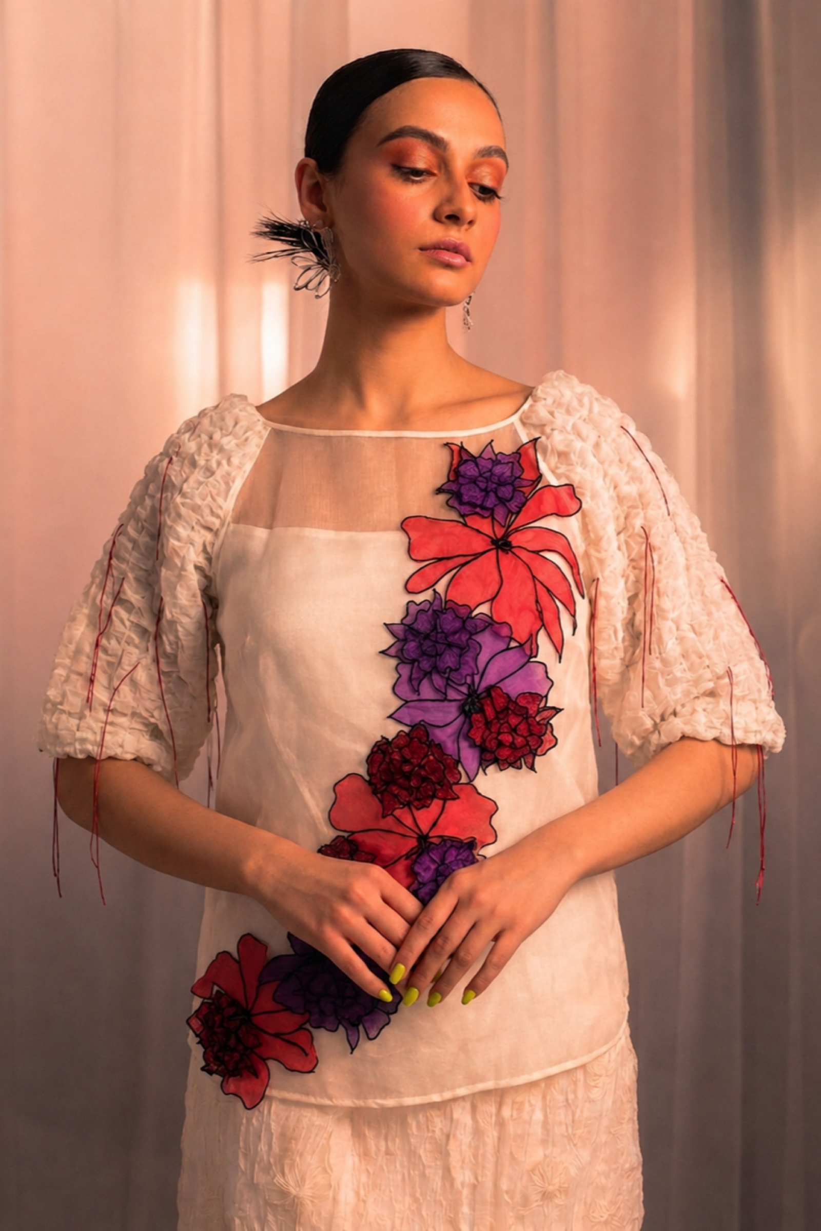 Ivory Organza Floral Top