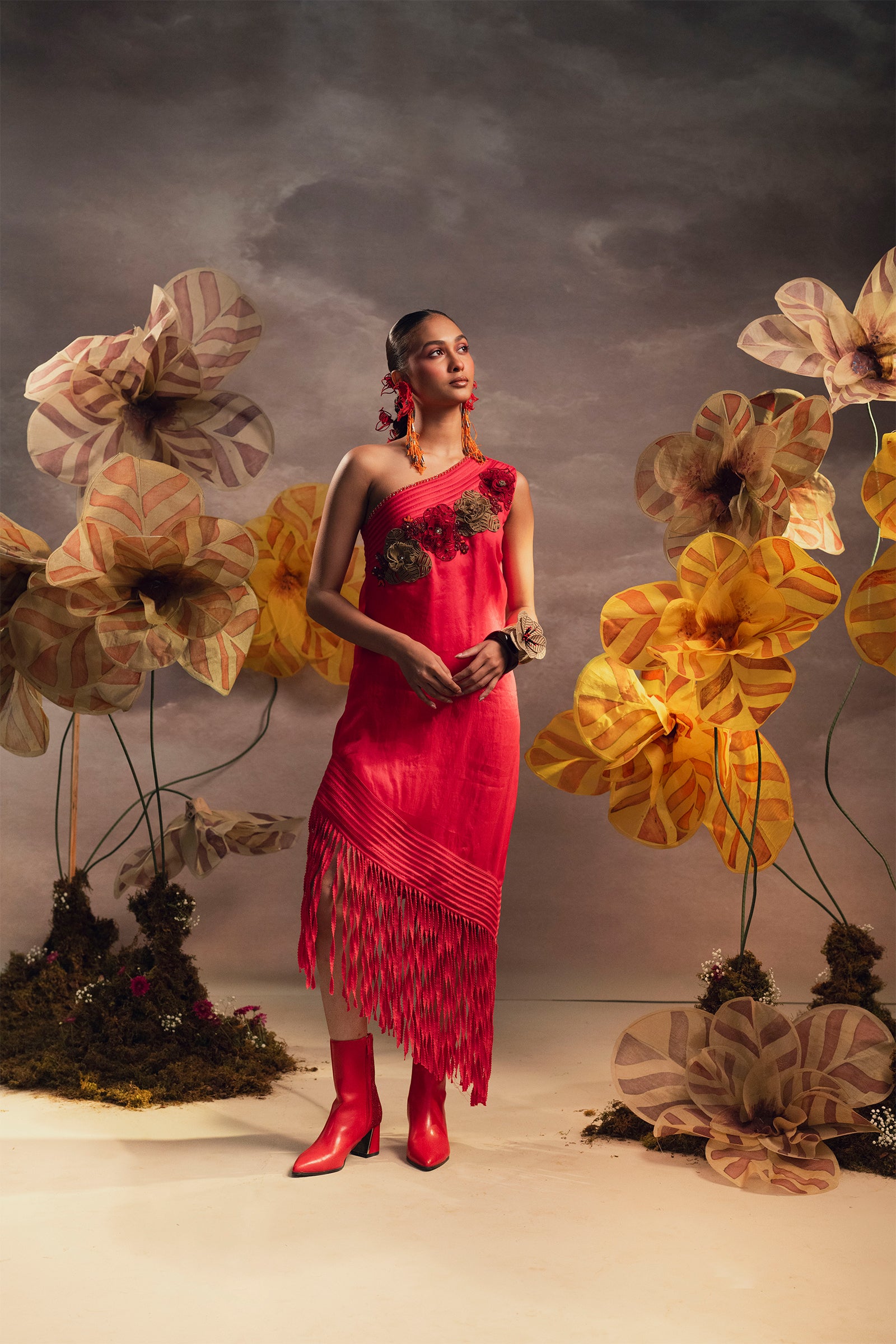 Coral Fringe Dress